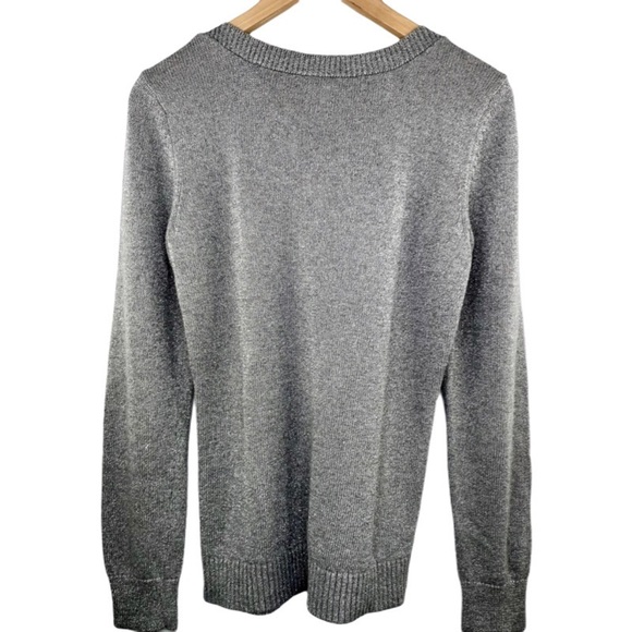 Banana Republic Silver with Metallic Tread & Front Cable Knit Sweater. Size M - Picture 5 of 8